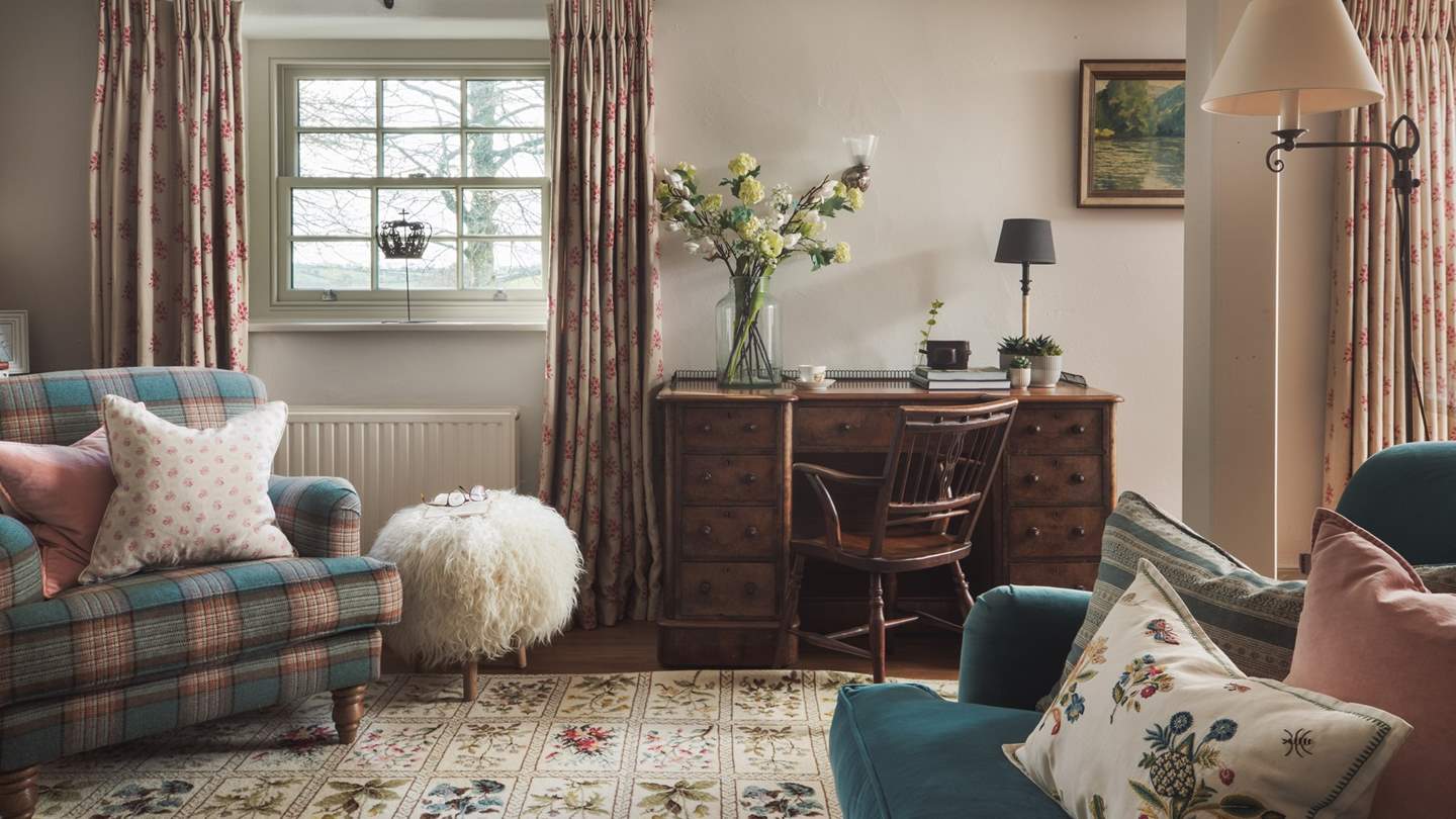 The pretty desk is ideal for catching up with emails or work