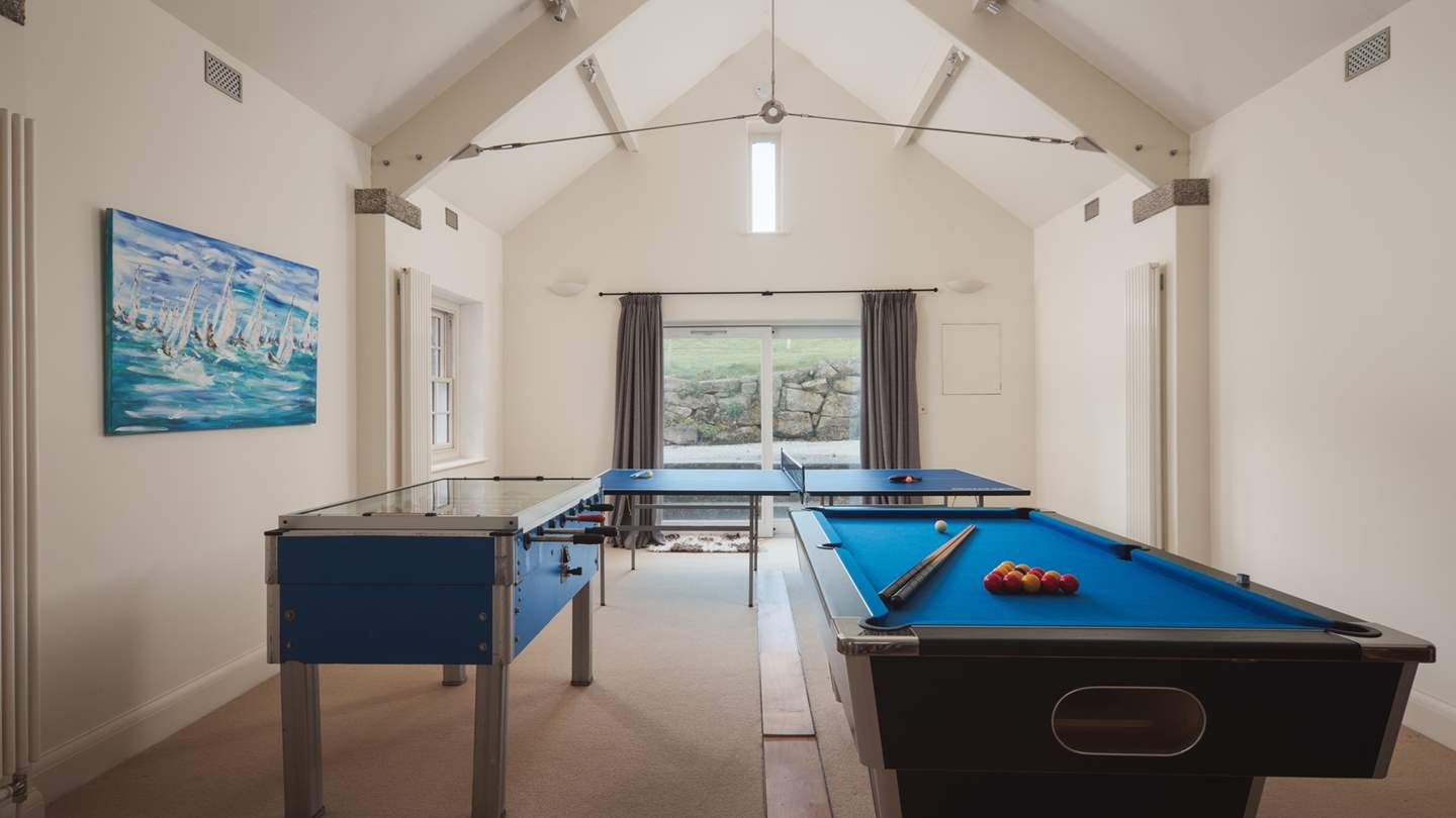 The fantastic games room, complete with Pool, table tennis and table football