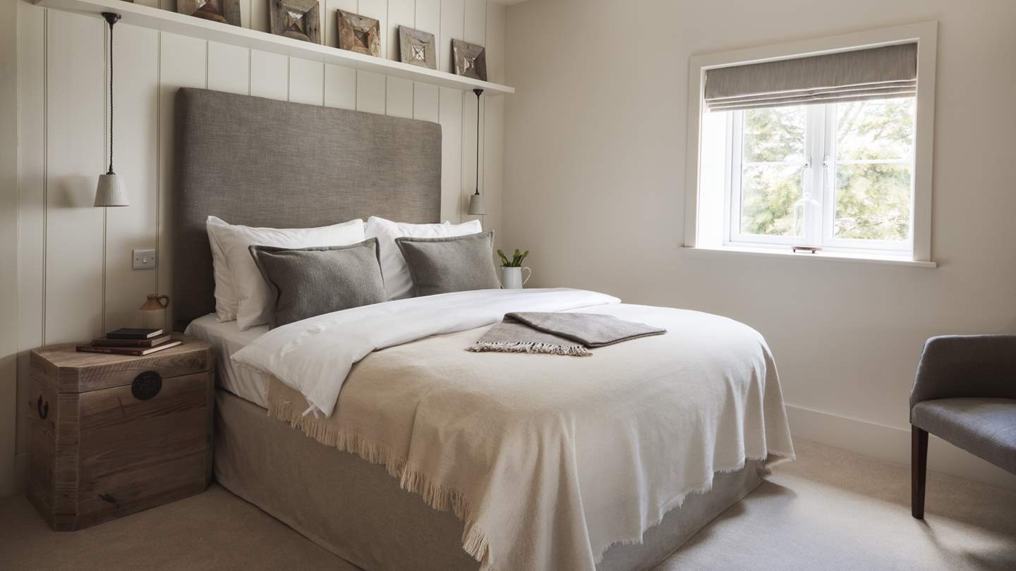 'Cedar' is a delightful bedroom in shades of grey and white