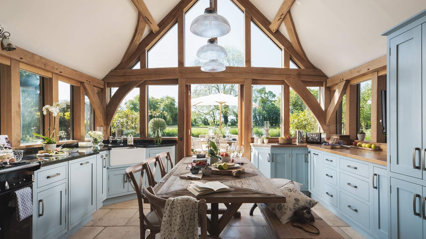 The stunning kitchen awaits, fully equipped with everything you'll need - and what a view!