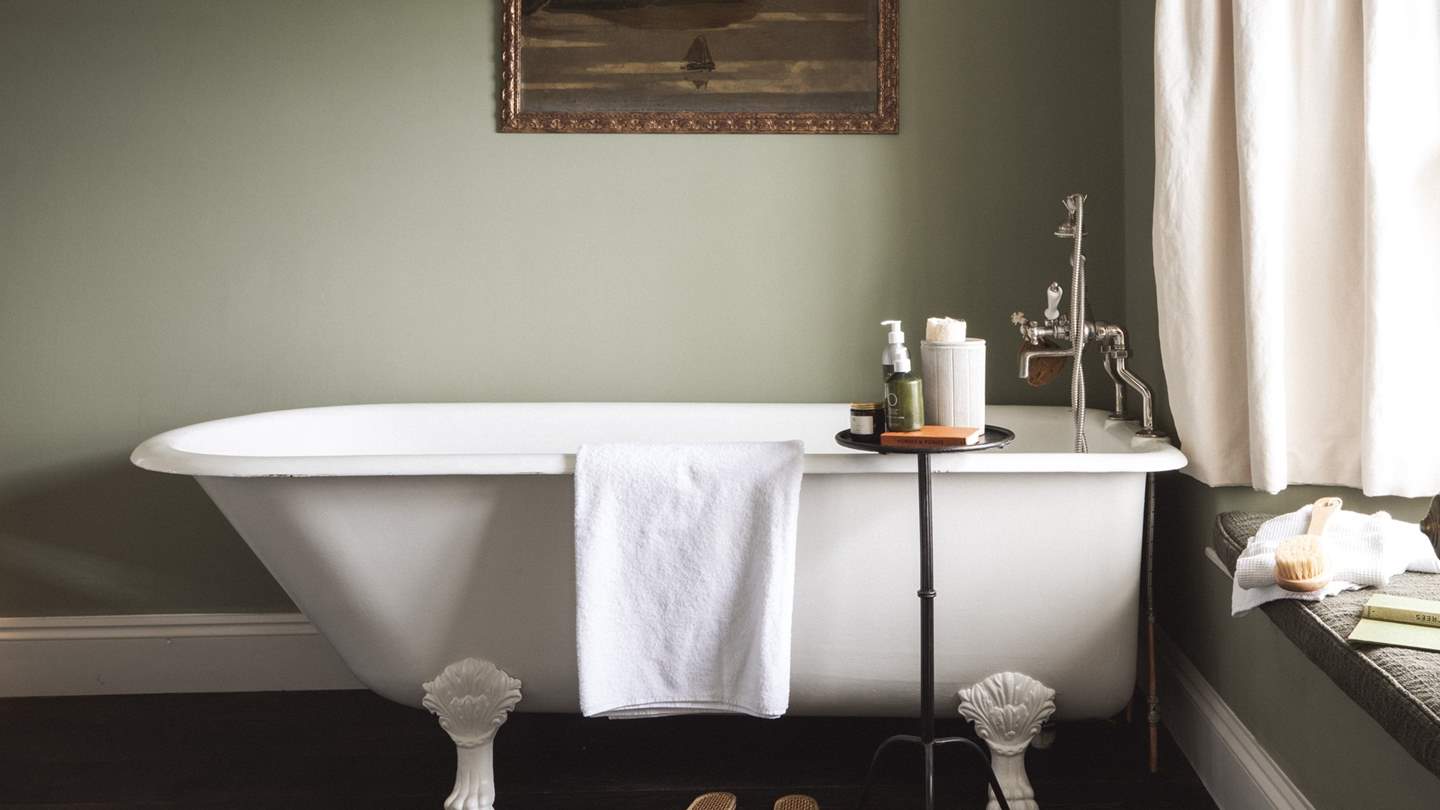 A gorgeous wrought iron bath for the master en suite 