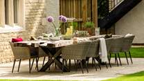The perfect spot for meals alfresco, complete with a charcoal barbeque