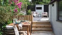 Outside, there's a courtyard garden perfect for alfresco meals