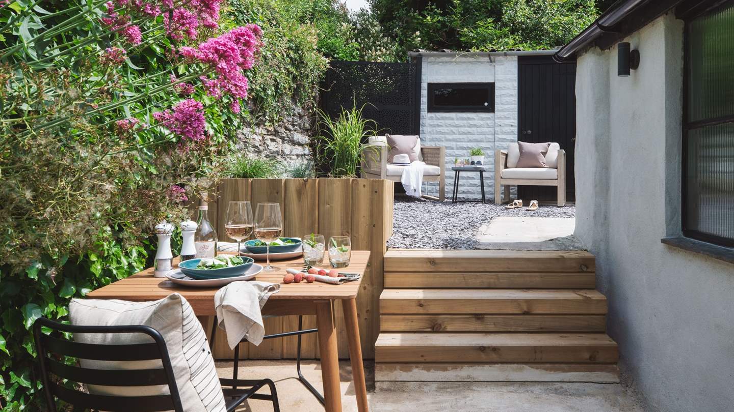 Outside, there's a courtyard garden perfect for alfresco meals