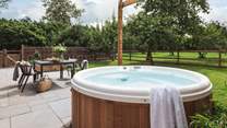 The bubbling hot tub awaits, the ultimate in relaxation whatever time of day