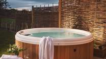 The delightful hot tub is just a dream, perfect for star gazing when the sun sets