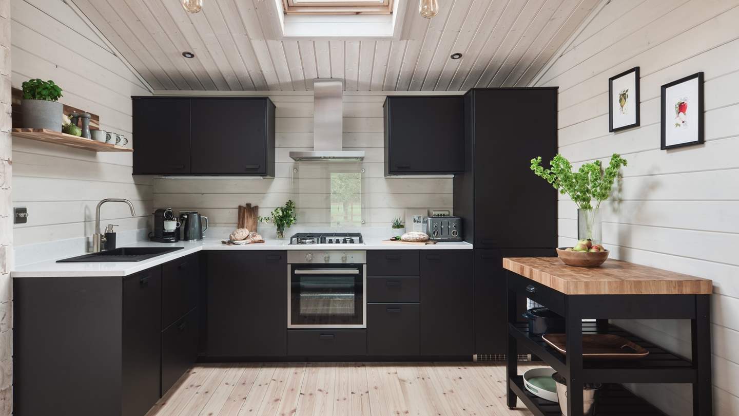 The oh-so-stylish kitchen has everything on hand to make meal times a breeze