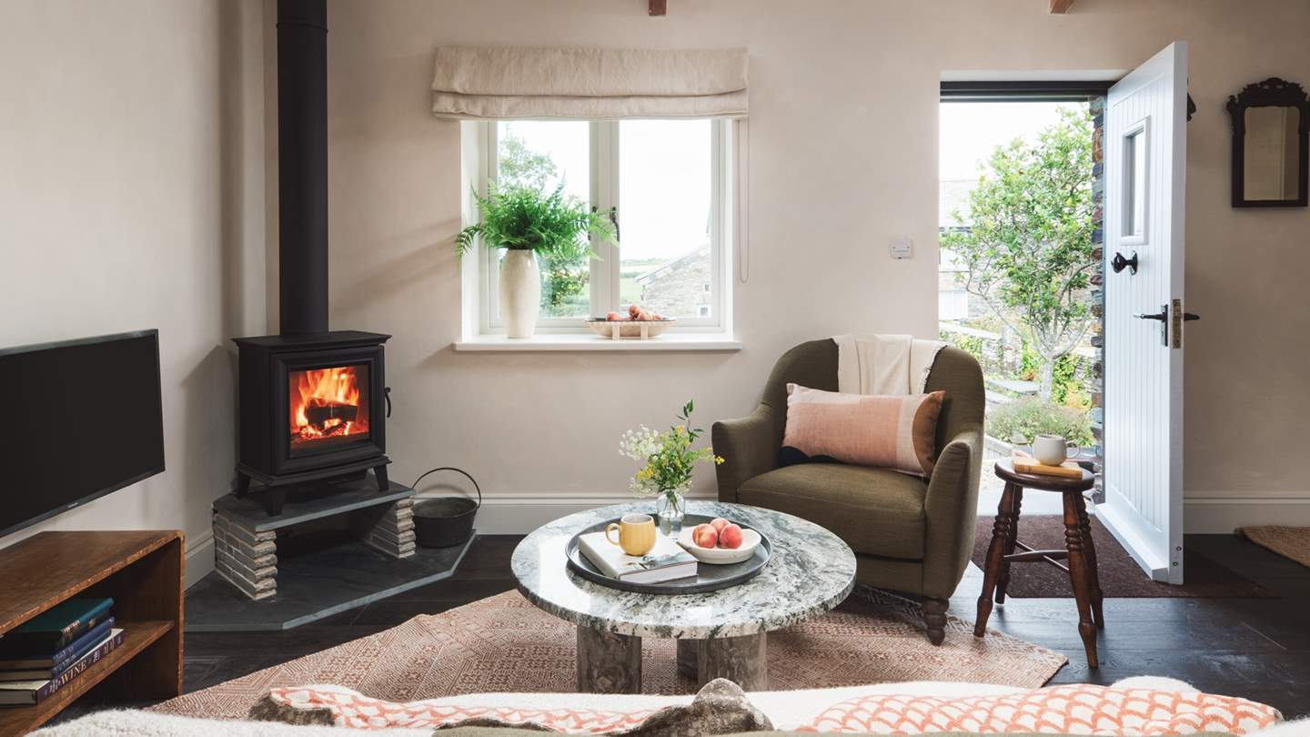 The sitting area offers a wonderful spot for cosying up together