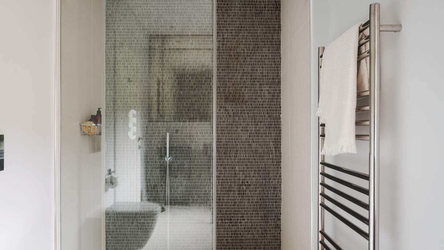 With a large walk-in shower...