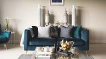 We just love the blue velvet sofas - such a dream!