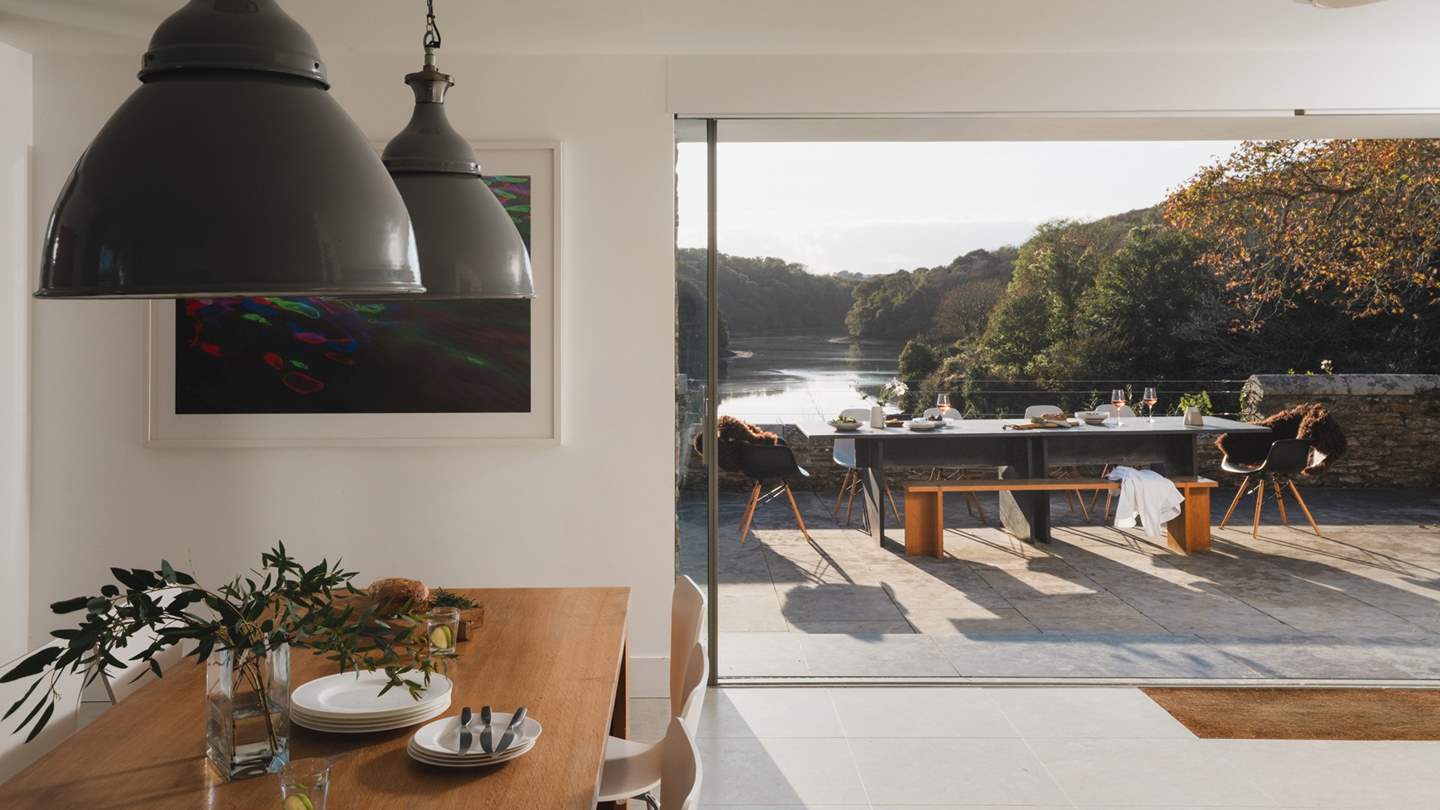 There are glorious water views on both sides of the kitchen 