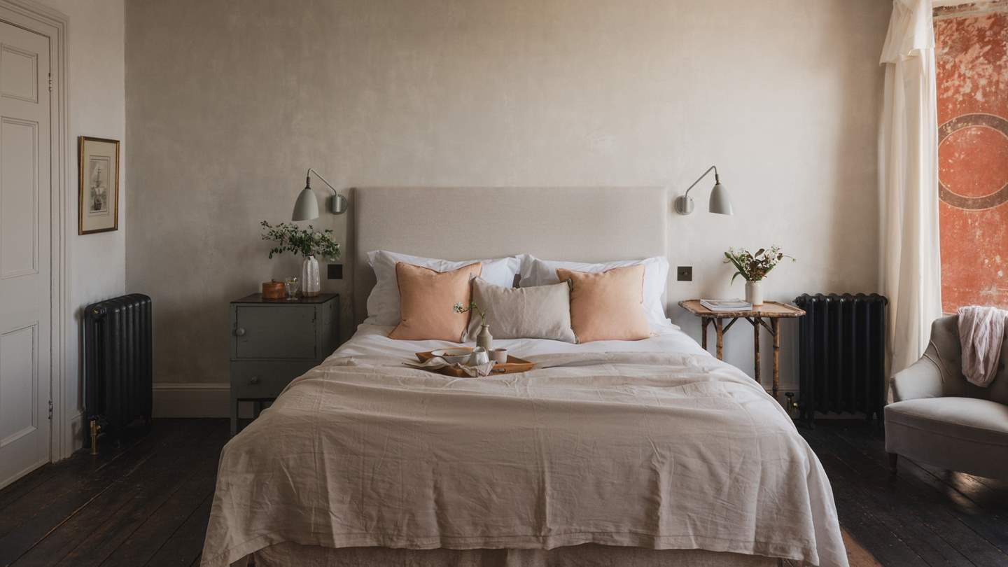 The oh-so-pretty master bedroom, complete with sumptuous super king-sized bed