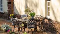 Enjoy sun-lit meals on the patio