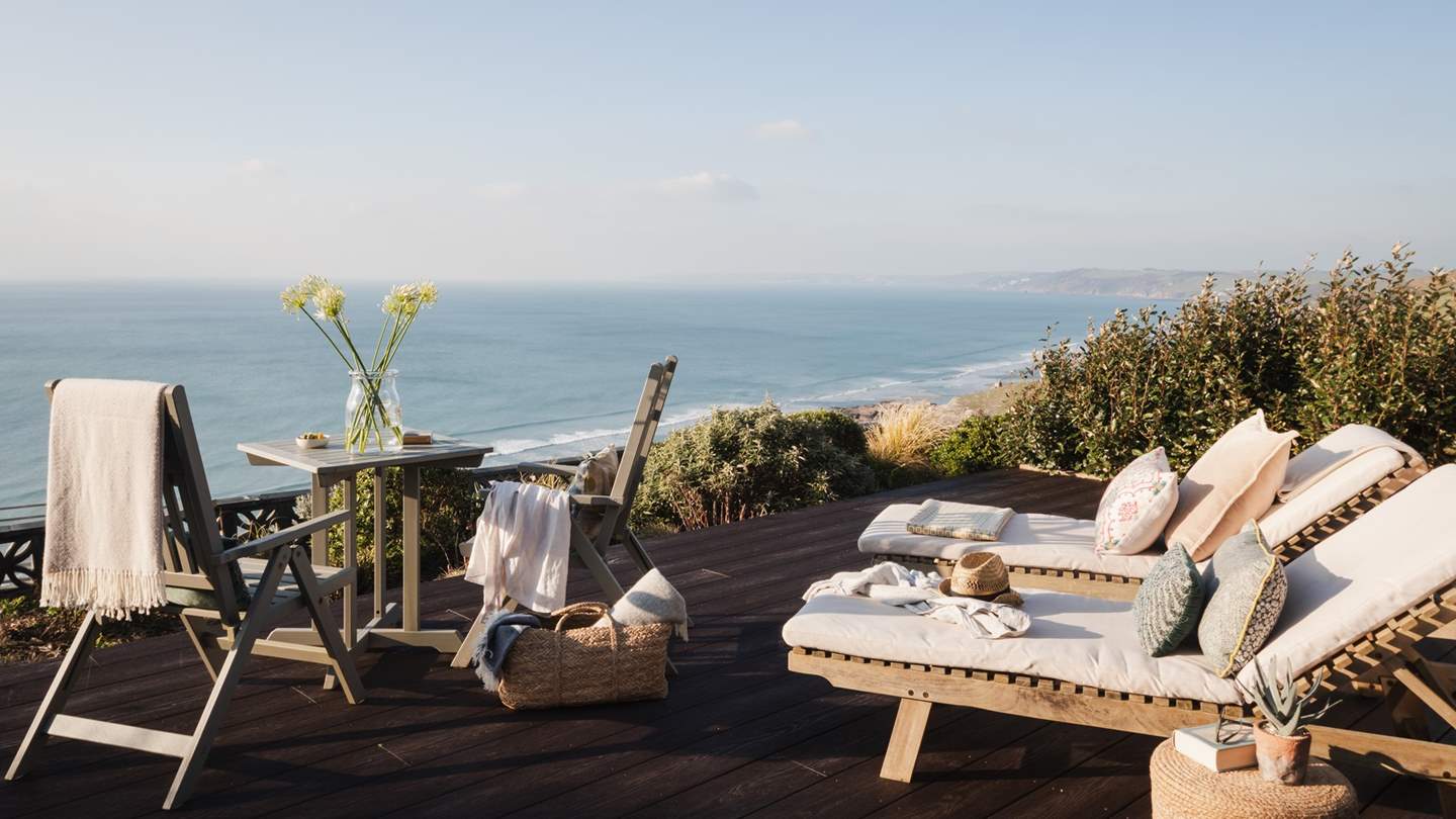 Out front, the beautiful decked terrace is a must on sunny days