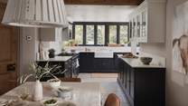The open plan kitchen and dining space is straight from a budding chef's dream