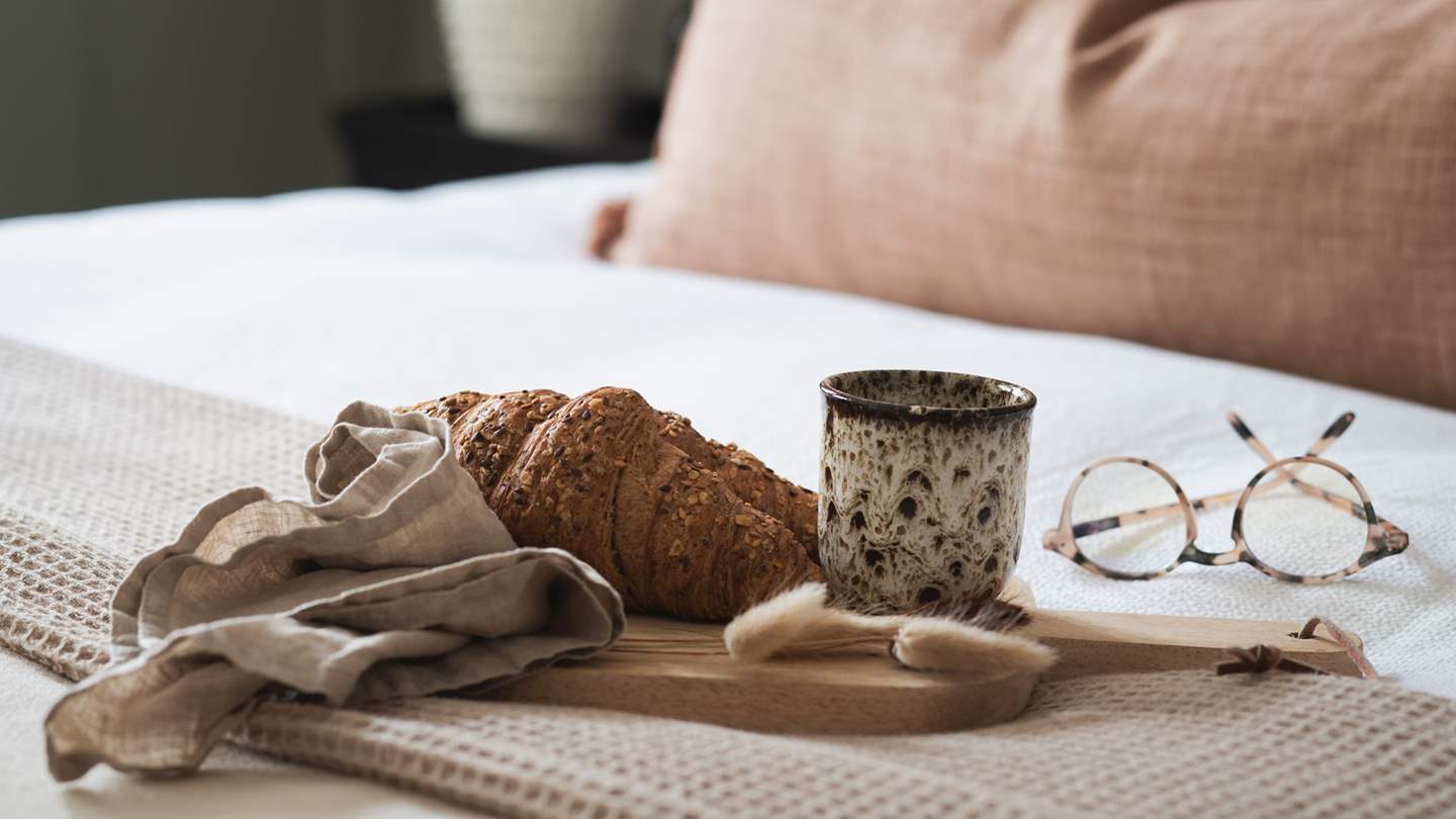 Enjoy fresh coffee and pastries in bed - bliss!