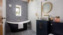 The family bathroom, complete with freestanding bath and walk in shower - just stunning!
