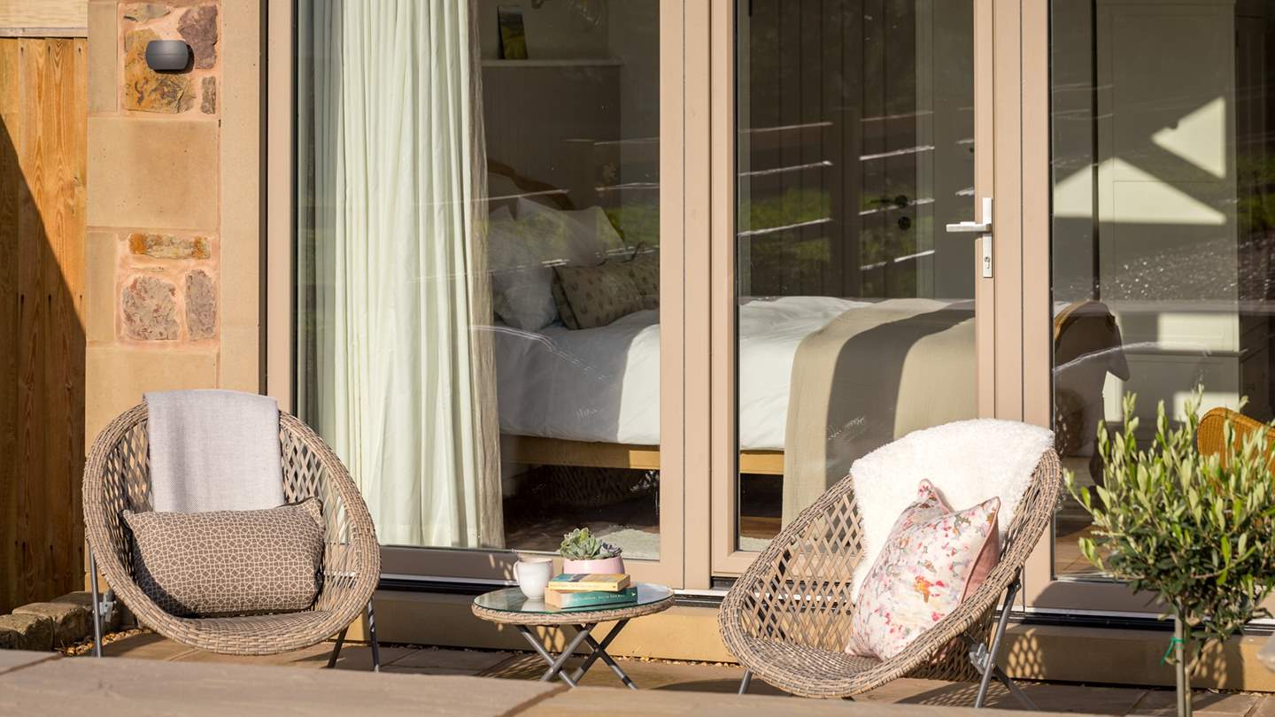 The patio is a beautifully sun-soaked spot 