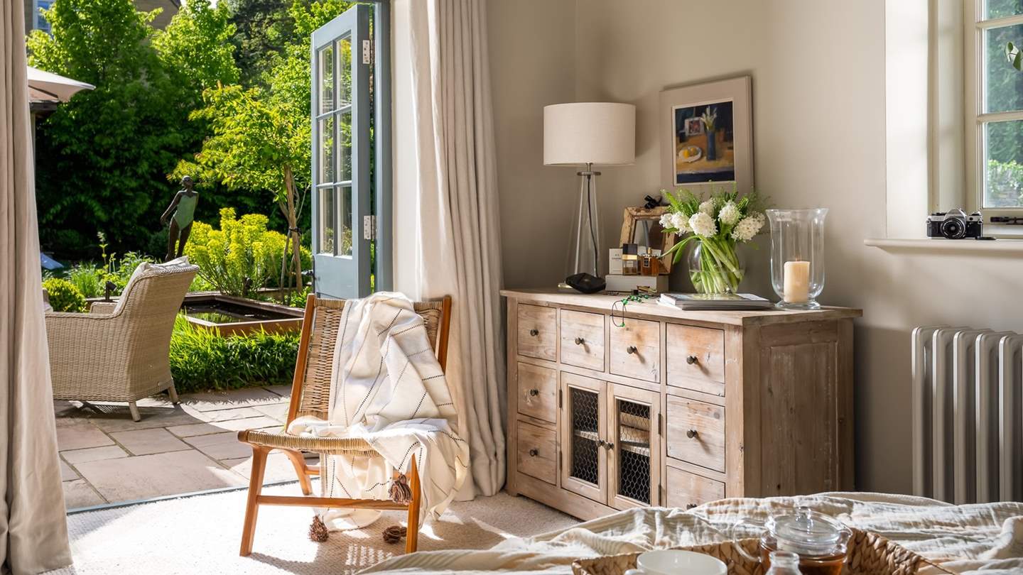 French doors lead out on to the patio, the perfect spot for breakfast or a wake-me-up cup of tea