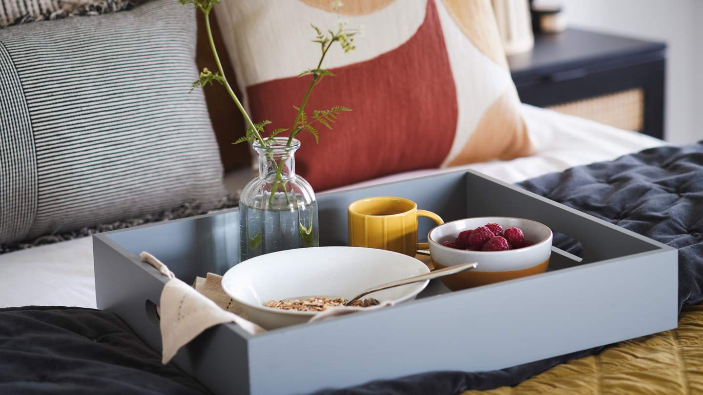 Breakfast in bed is a must when on holiday!