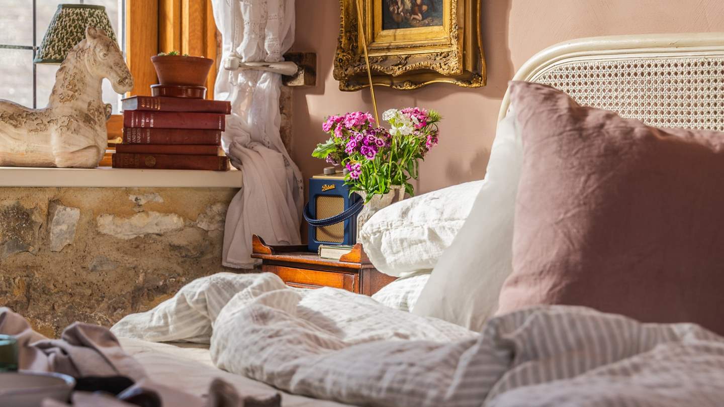 A Roberts radio is on hand to play music to lull you off to sleep...