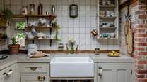 Full of delightful quirks, the kitchen is very well equipped for mealtimes