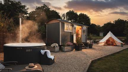 With the glamorous Bedouin tent and wood-fired hot tub, this is the perfect countryside escape