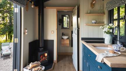 Complete with a cosy wood burner, Moonshine is true luxury in the wilderness