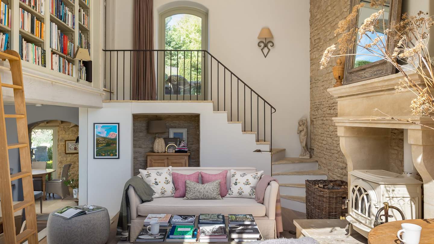 The double height sitting room is simply a dream, with the beautiful addition of a library and movable ladder 