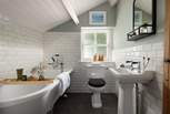 The characterful bathroom, complete with a clawfoot bathtub 