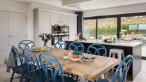 The contemporary kitchen at Spinnaker is a beautiful, airy room for gathering together in style...