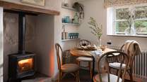 Enjoy slow breakfasts gathered beside the wood-burning stove...
