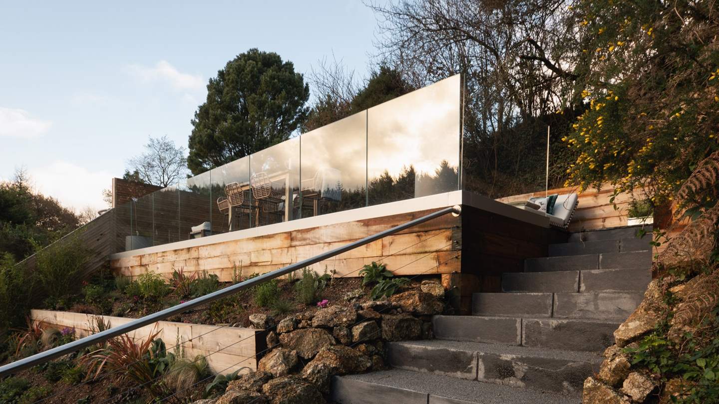 The beautiful garden is split over two levels to make the most of the epic moorland views 