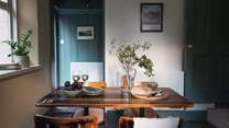 You’ll also find a rustic dining table set within the kitchen