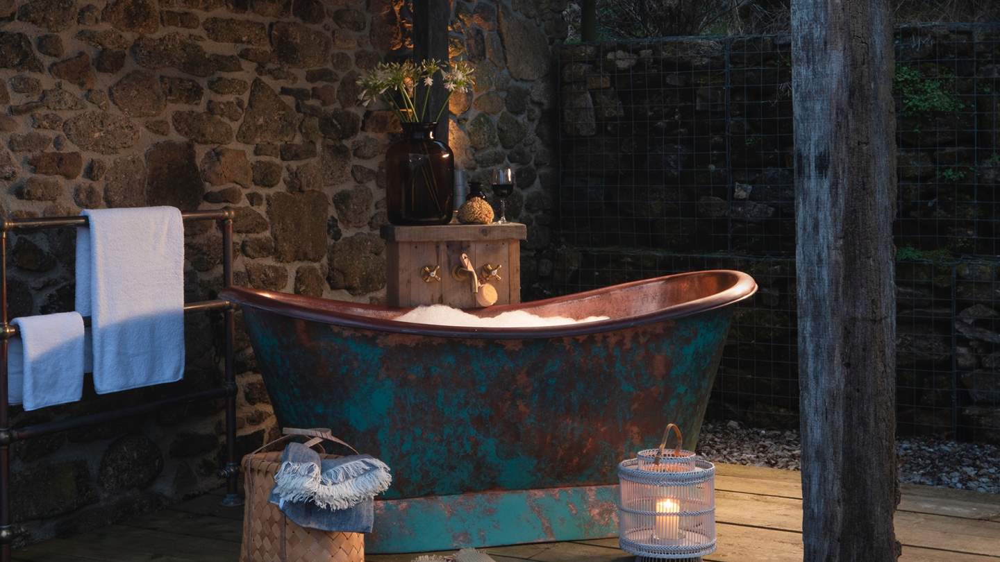 Our Dartmoor bolthole for two promises endless countryside views and a magnificent, copper outdoor rolltop bathtub