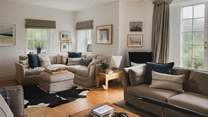 The sumptuous sitting room offers plenty of seating for everyone to get together and relax