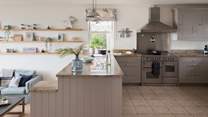 At the heart of Trevenen sits a large, open-plan kitchen in calming neutral shades