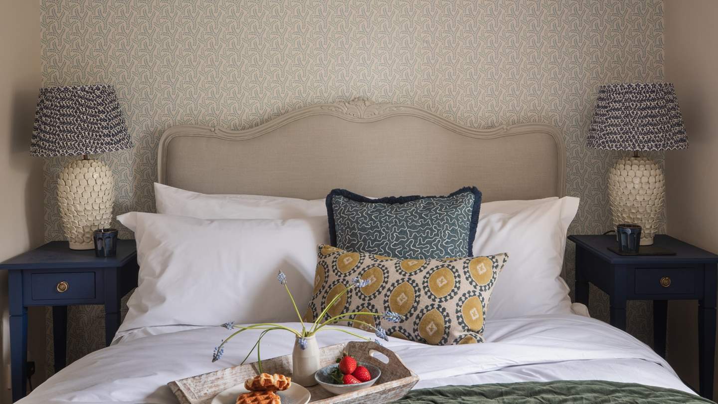 The first bedroom, located on the first floor, features a decadent super king bed which can also be turned into two singles if required