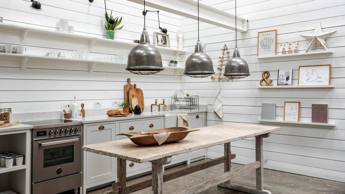 The deVOL kitchen features a Silestone worktop and vintage workbench island, creating plenty of space for rustling up feasts and gathering