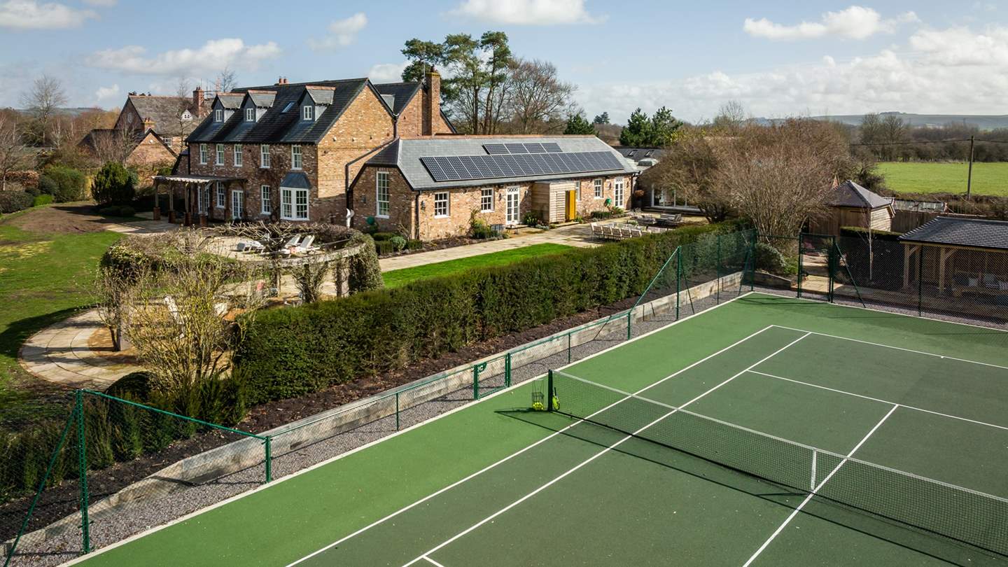 For those bursts of energy, a tennis court, gym, entertainment room with a pool table and air hockey table...
