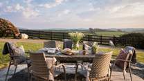 Savour meals outside on sunny days around the incredible granite table on the south-facing lawn