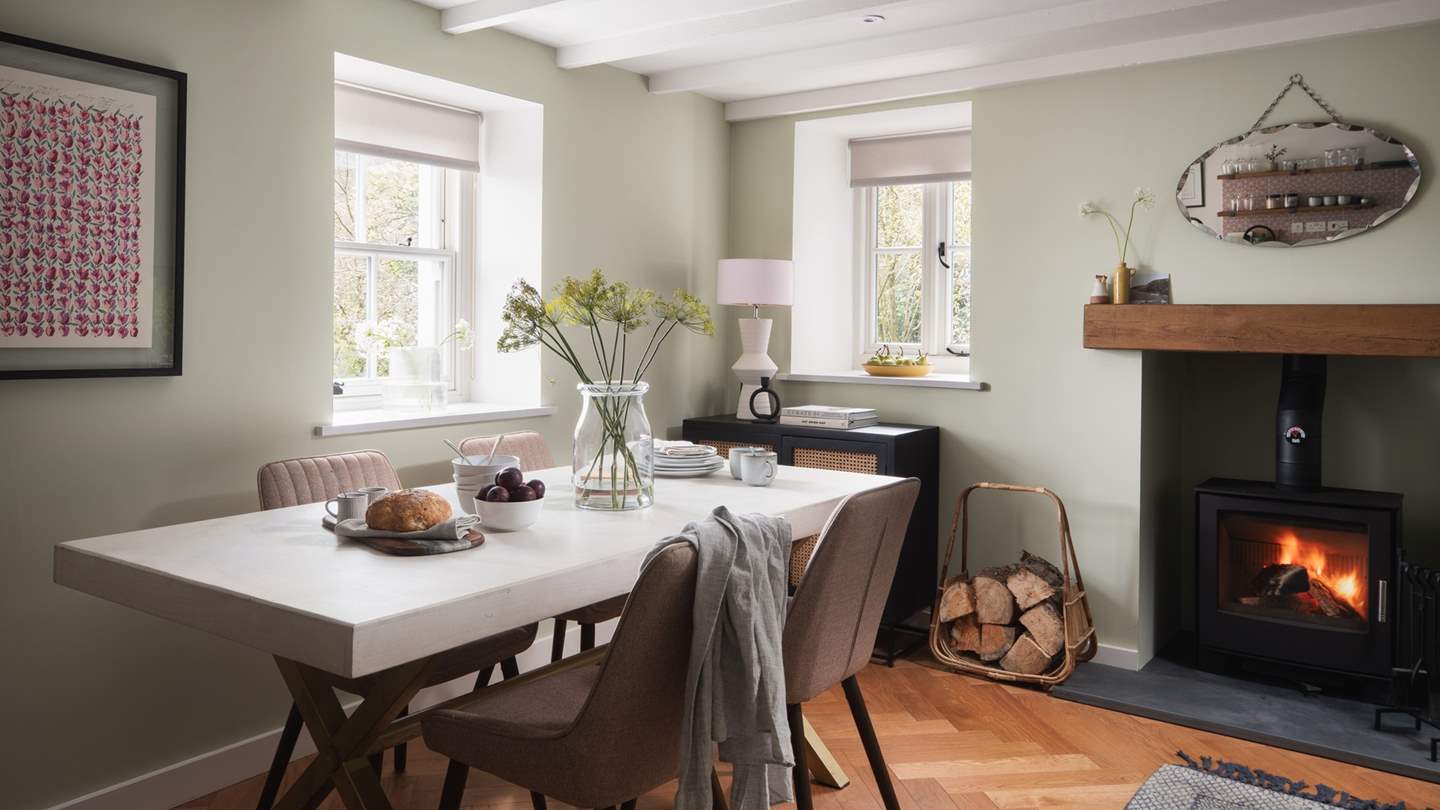 A family-sized dining table with seating for four creates an attractive centrepiece for magical mealtimes throughout the day