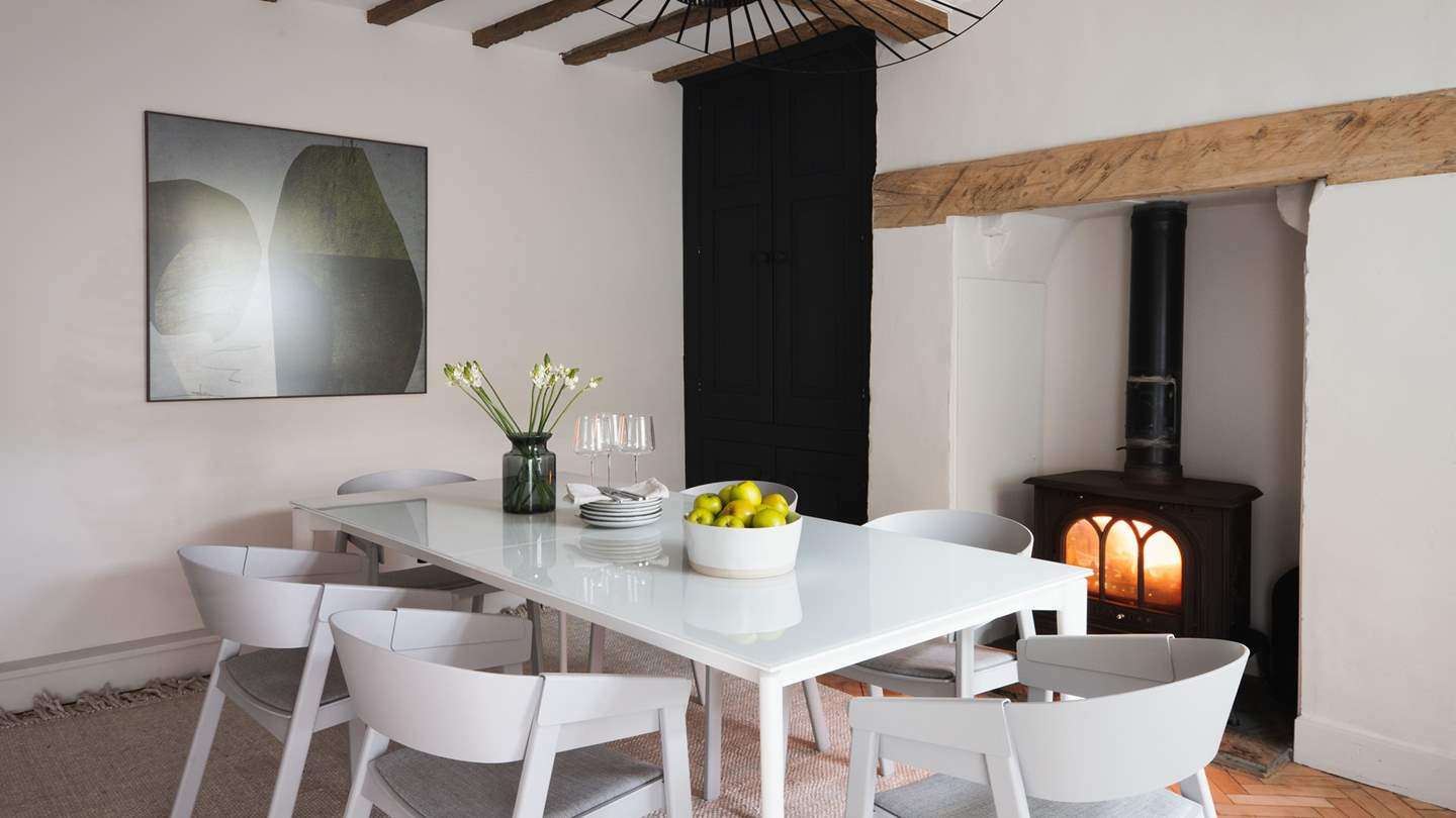 Seek dreamy dining moments beside the wood burning stove during the winter months...