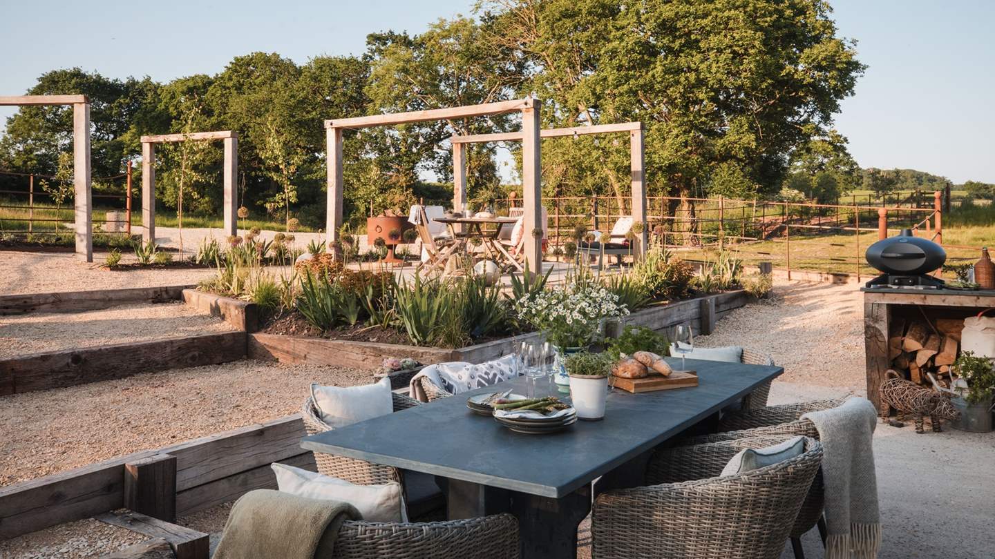 A Mediterranean inspired terraced garden promises magical alfresco moments in the warmer months