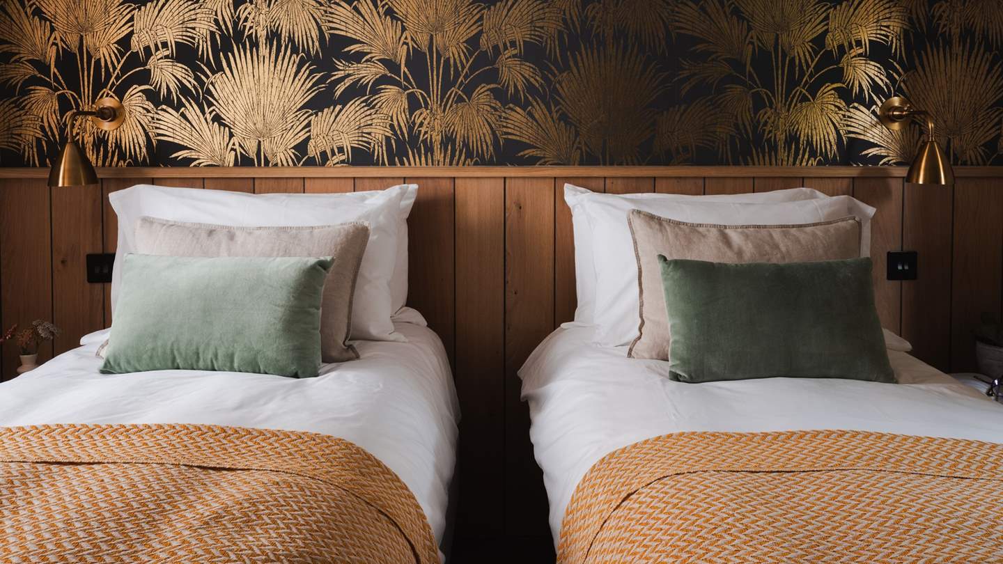 Enveloped in soft linens, a super-king zip-and-link offers flexible sleeping options