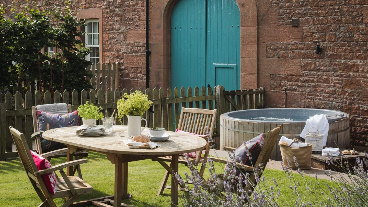 The cedar, electric hot tub promises a soothing sanctuary to unwind after days exploring atmospheric landscapes