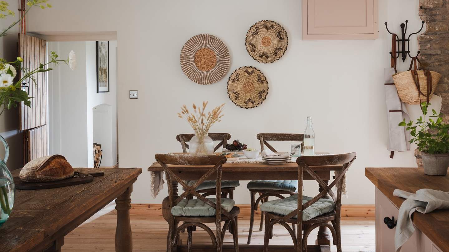 A wooden dining table for four is a wonderful setting for formal dining and pared-back brunches... 