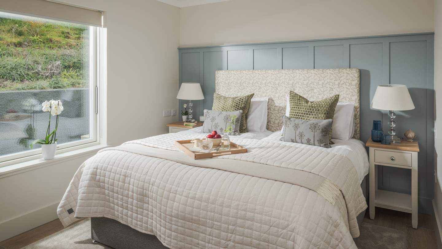 A delightful space, The Blue Room promises a large bed that can be styled as a super king or as two full-size singles as required