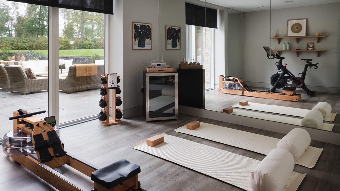 The state-of-the-art home gym is complete with all you could possibly need for your staycation workouts 