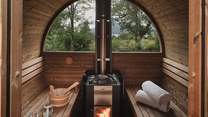 Alternate between soothing heat and refreshing cold therapy amidst tranquil surroundings